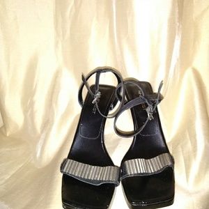 Nine West black leather wedges with size 9.5